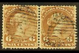 1870 6c Yellow Brown Large Queen, SG 59b, Horizontal Pair With Part 1870 Cds And Barred Cancels. For More Images,... - Sonstige & Ohne Zuordnung