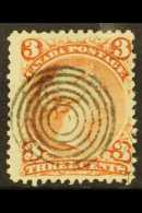 1868-71 3c Brown Red Large Queen On Laid Paper, SG 58a, Neat Target Cancel, Light Crease Across One Corner. For... - Altri & Non Classificati