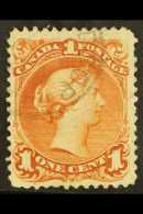 1868 1c Red-brown Large Queen On Watermarked Paper, SG 55b, Clear "G", Neat Corner Cds Cancel, Couple Shorter... - Altri & Non Classificati