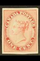 1859 1c Queen Imperf Colour Trial In Rose, Unitrade 14p, Fine. For More Images, Please Visit... - Autres & Non Classés