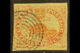 1851 3d Red Beaver On Laid Paper, SG 1, Three Good To Large Margins, Just Shaving Outer Frame At Left, Neat Target... - Altri & Non Classificati