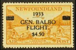 1933 $4.50 On 75c Yellow Brown, "Balbo" Flight, SG 235, Very Fine And Fresh Mint. For More Images, Please Visit... - Other & Unclassified