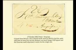 1830 ENTIRE LETTER TO PERU 1830 (27 Oct) EL From Potosi To Arequipa Showing A Colonial Longer Distance Postage... - Bolivien