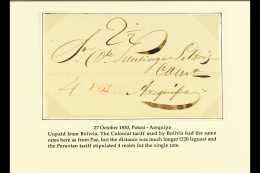 1830 ENTIRE LETTER TO PERU 1830 (27 Oct) EL From Potosi To Arequipa Showing A Colonial Longer Distance Postage... - Bolivia
