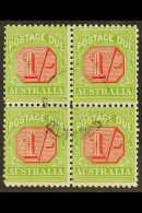 POSTAGE DUES 1931 - 36 1s Carmine And Yellow Green, SG D111, Very Fine Used Block Of 4, Central Cds Cancel. For... - Other & Unclassified