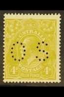 OFFICIAL 1926-30 KGV 4d Yellow-olive Perf 14, SG O94, Fine Mint. For More Images, Please Visit... - Sonstige & Ohne Zuordnung