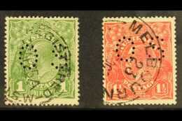 OFFICIAL 1924 1d Sage-green & 1½d Scarlet Heads No Watermark With "OS" Perfins, SG O86/87, Fine Cds... - Other & Unclassified