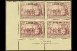 1937 9d Purple NSW, SG 195, Fine Mint Lower Left Corner 'JOHN ASH' IMPRINT BLOCK Of 4 With Roller Shift To Right... - Sonstige & Ohne Zuordnung