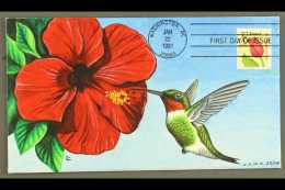 BIRDS - HAND PAINTED FIRST DAY COVER 1991 (22 Jan) Flower "F" Stamp, Scott 2517, On Hand Painted Illustrated FDC... - Sin Clasificación