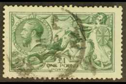 1913 £1 Dull Blue Green, Waterlow Seahorse, SG 404, Fine Used, Well Centered With Neat Cds Cancel. For More... - Non Classificati