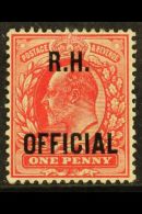 R. H. OFFICIAL 1902 1d Scarlet, SG O92, Very Fine Mint. For More Images, Please Visit... - Unclassified