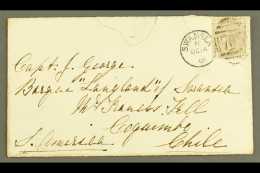 1881 (14 OCT) COVER TO CHILE Bearing 1880 4d Grey-brown Plate 17, SG 160, Tied By Swansea Duplex, On The Back Fine... - Sonstige & Ohne Zuordnung