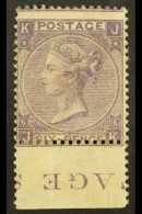 1865-67 6d Deep Lilac (with Hyphen) Plate 6, Wmk Emblems, SG 96, Mint Large Part OG With Sheet Margin At Base... - Sonstige & Ohne Zuordnung