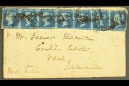 1853 (15 June) Cover From Glasgow To Jamaica Bearing 1841 2d Blue Imperf STRIP OF SEVEN ('EC' To 'EI') Tied By... - Altri & Non Classificati