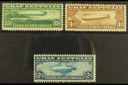 1930 AIRMAILS - Graf Zeppelin Set, Scott C13/15, Never Hinged Mint, Each Stamp Individually Certified By... - Other & Unclassified