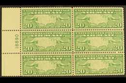 1926-7 AIRMAIL 20c Yellow-green, Plate Block Of 6, Scott C9, Very Lightly Hinged On One Stamp, Others Never Hinged... - Altri & Non Classificati