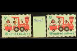 NEW YORK 1966 5c UNICEF With YELLOW COLOUR OMITTED Variety, Scott 162a, Superb Never Hinged Mint, Plus Normal... - Altri & Non Classificati