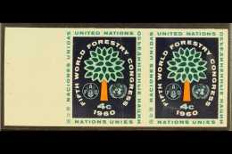 NEW YORK 1960 4c Dark Blue, Green & Orange Forestry Congress Left Marginal Horizontal IMPERF PLATE PROOF PAIR,... - Altri & Non Classificati