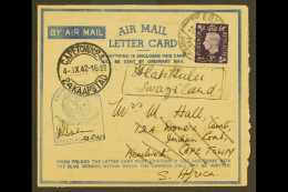 1942 Incoming Censored Air Mail Letter Card From Allied Forces In Egypt, Originally Addressed To Cape Town And... - Swaziland (...-1967)