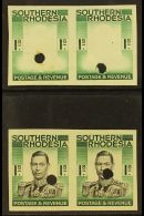 1937 1s IMPERFORATE Plate Proofs Ex Waterlow Archive, Two Pairs On Gummed Paper With Security Punctures, One In... - Rhodésie Du Sud (...-1964)