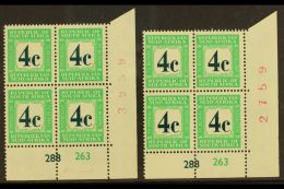 POSTAGE DUES 1961-9 4c Deep Myrtle-green & Light Emerald, Cylinder Blocks Of 4 Of Each Language Setting, SG... - Ohne Zuordnung