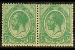 1913-24  ½d DARK MOSSY GREEN, SACC 2e, Never Hinged Mint, Horizontal Pair, Certificate Accompanies. Rare... - Ohne Zuordnung