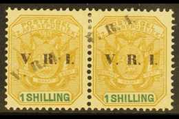 TRANSVAAL 1900 1s Ochre And Green With "V.R.I." OVERPRINT DOUBLE, SG 233e, Fine Mint PAIR. For More Images, Please... - Ohne Zuordnung