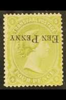 TRANSVAAL 1882 1d On 4d Sage- Green With SURCHARGE INVERTED, SG 170a, Unused No Gum, Fresh And Attractive Example... - Ohne Zuordnung