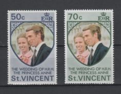 (S1729) ST. VINCENT, 1973 (Princess Anne's Wedding). Complete Set. Mi ## 337-338. MNH** - St.Vincent (...-1979)