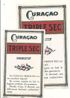 - étiquette - CURACAO - Triple Sec  2 étiquettes Taille Dif F (4  Petits Pts Colle Ou Amincis) - Whisky