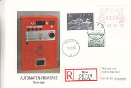 Norvège - Lettre Recom De 1980 - ATM - Affranchissement Vignettes - Oblit Oslo - Exp Vers Sirnach En Suisse - Automatenmarken [ATM]