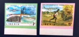 LIBERIA, Avion, Avions, Aviateurs, Plane. UPU, Yvert N° 634+36 ** MNH. Non Dentelé, Imperforate - Aviones