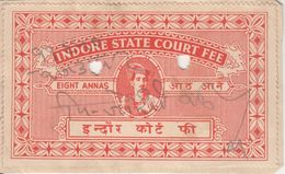 HOLKAR / INDORE State  8A  Court Fee  Type 12   # 96342  Inde Indien  India Fiscaux Fiscal - Holkar