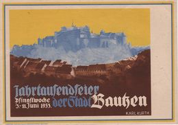 Litho Kurth Künstlerkarte AK Bautzen Jahrtausendfeier 1933 1000 Jahre Deutsch Proitschenberg Protschenberg Spreetal - Bautzen