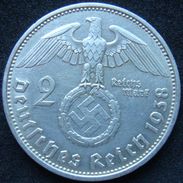 LaZooRo: Germany 2 Reichsmark 1938 D Doubling VF / XF - Silver - 2 Reichsmark