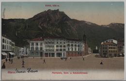 Glarus - Marktplatz, Bank- Und Bahnhofstrasse - Animee - Photo: E. Jeanrenaud No. 1493 - Altri & Non Classificati