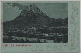 Gruss Aus Glarus - Mondschein Karte - Litho A. Meyerhofer-Elmer - Elm