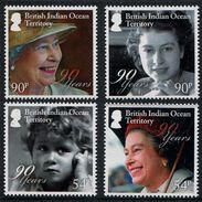 BRITISH INDIAN OCEAN TERRITORY 2016 90 YEARS QEII MNH SET - Territorio Británico Del Océano Índico