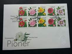 Sweden Flowers Pioner 2001 Flora Plant Flower (stamp FDC) - Lettres & Documents