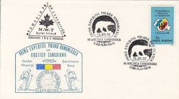 ARCTIC EXPEDITION, ROMANIAN EXPEDITION IN ARCTIC CANADA, POLAR BEAR, SPECIAL COVER, 1992, ROMANIA - Expediciones árticas