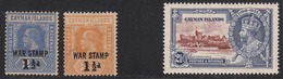 Cayman Islands 1917-35 Mint Mounted, Sc# , SG 56,97,109 - Caimán (Islas)