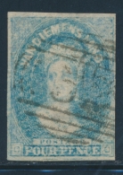 N°12 - 4p. Bleu Clair - Gravure Usée - TB - Oblitérés