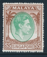 SINGAPOUR N°20B - 5$ Brun Et Vert - Dentelé 18 - TB - Malaysia (1964-...)