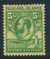 N°56 - 5$ Vert S/jaune - TB - Falkland Islands