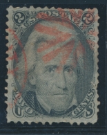 N°27b - 2c Noir - Avec Grille En Relief - Obl. Rouge - B/TB - Used Stamps