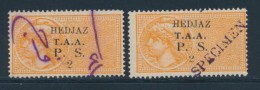 Lot De 2 Val T. Fiscaux - Surch. HEDJAZ T.A.A Dt Specimen - TB - Arabie Saoudite