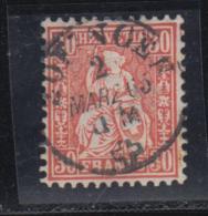 N°33 (N°38) - 30Rp Vermillon - TB - Used Stamps