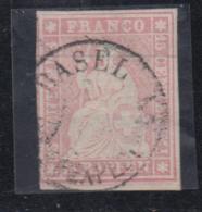 N°24B (N°28) - 15Rp Rose - 3 Belles Marges - Obl. BASEL/Exped° - Used Stamps