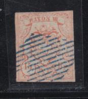 N°18 (N°22) - Obl. Grille Bleue - Signé Calves - Filet Sup Entamé - 1843-1852 Timbres Cantonaux Et  Fédéraux