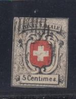 N°11 (N°7) - 5c Noir Et Rouge - Petites Marges - Signé - B - 1843-1852 Correos Federales Y Cantonales